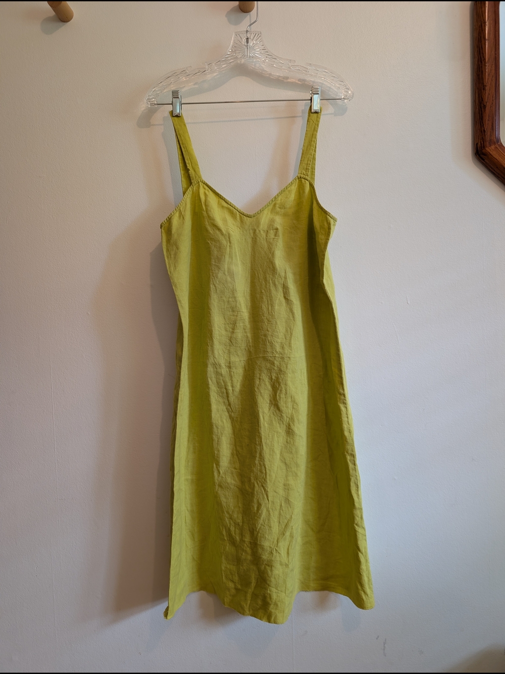 Eileen Fisher Lime Green 100% Linen Slip Dress